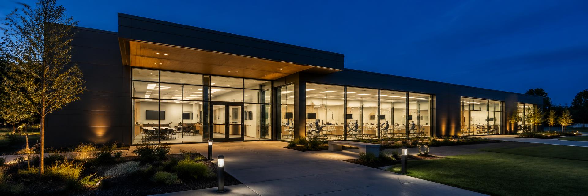 The Indiana Implant Institute building at dusk